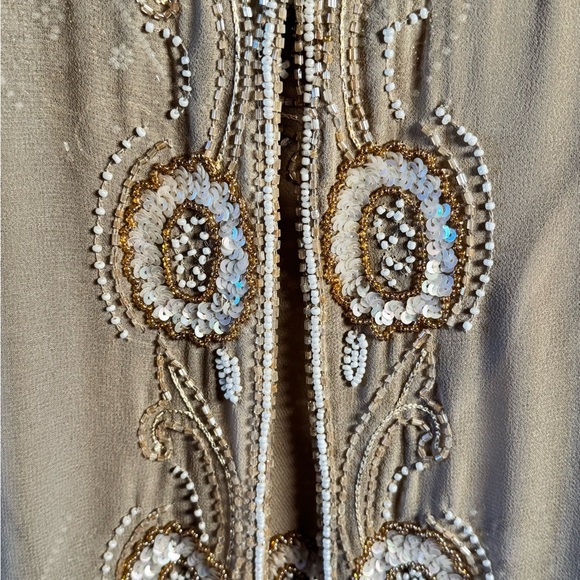 Midnight Velvet Cream Embellished Maxi Dress Wedding Guest Mother of Bride (L) - Picture 5 of 7